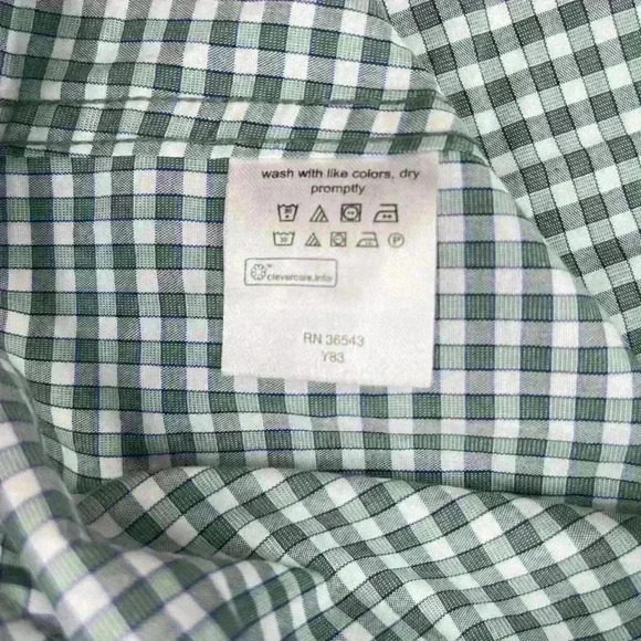 Izod Men’s Soft Wash Essentials Button Up Shirt Large 16/16.5 34/35 Green Plaid - Picture 9 of 11